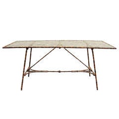 1950's Italian Painted Steel Faux Bamboo Campaign Table