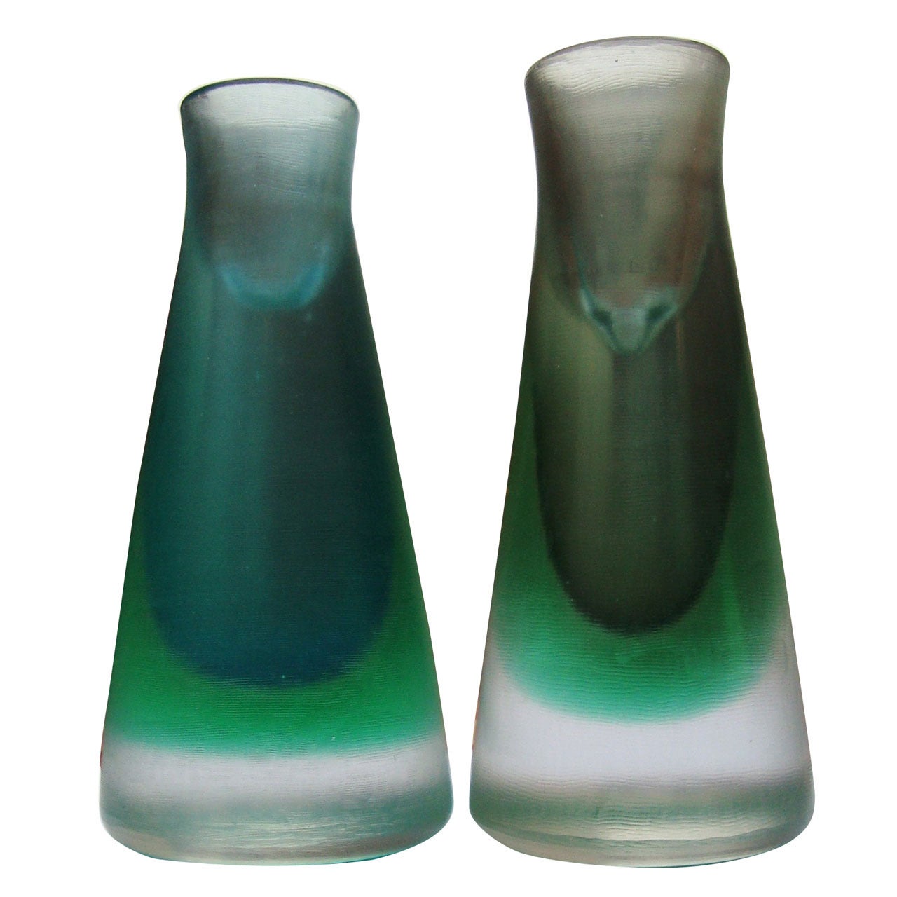 Rare Pair of 1950s Venini Murano Glass Candleholders For Sale