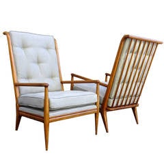 Pair of 1950s Widdicomb High Back Lounge Chairs