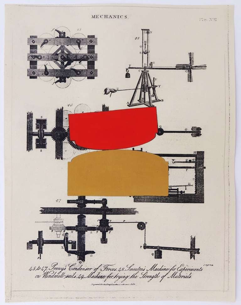20th Century Set of Six Abstract Henry Turmon Paintings on Mechanical Blueprints, California circa 1990