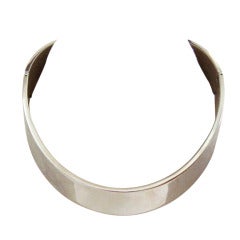 Retro 1960's Lanvin Silverplated Runway Choker Necklace