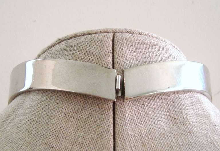 1960's Lanvin Silverplated Runway Choker Necklace For Sale 2