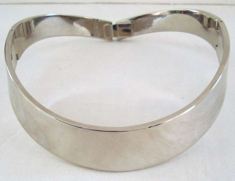 French 1960's Lanvin Silverplated Runway Choker Necklace For Sale