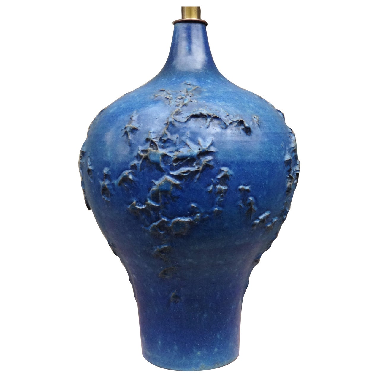 Vivid Blue 1950's Lee Rosen for Design Technics Art Pottery Table Lamp