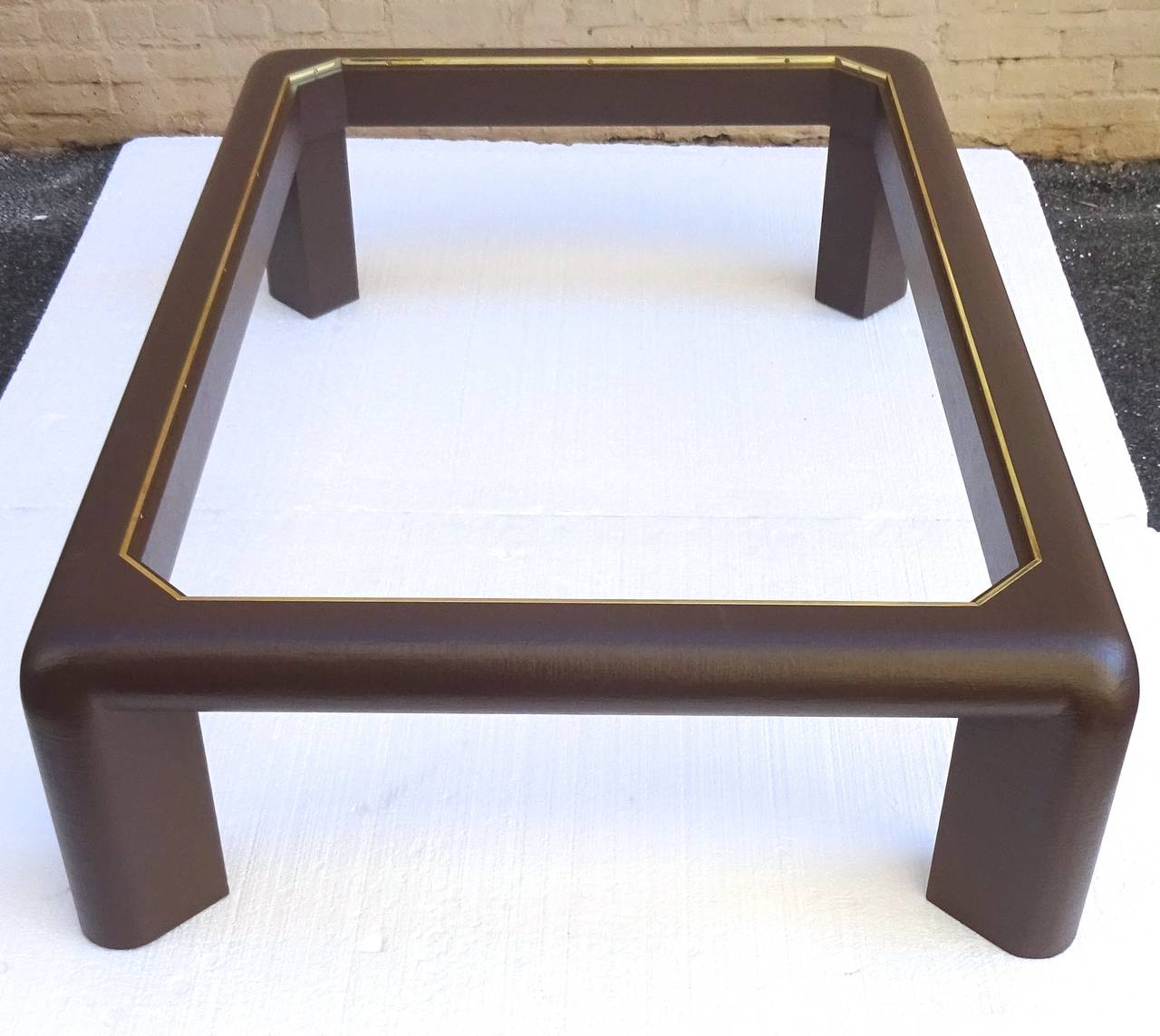 1970s Karl Springer Chocolate Lacquered Linen Cocktail Table In Excellent Condition For Sale In Washington, DC