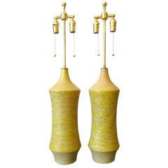 Tall Pair of Citrine 1950s Lee Rosen for Design Technics Table Lamps