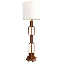 Modern 1950s Sculpted Walnut Floor Lamp