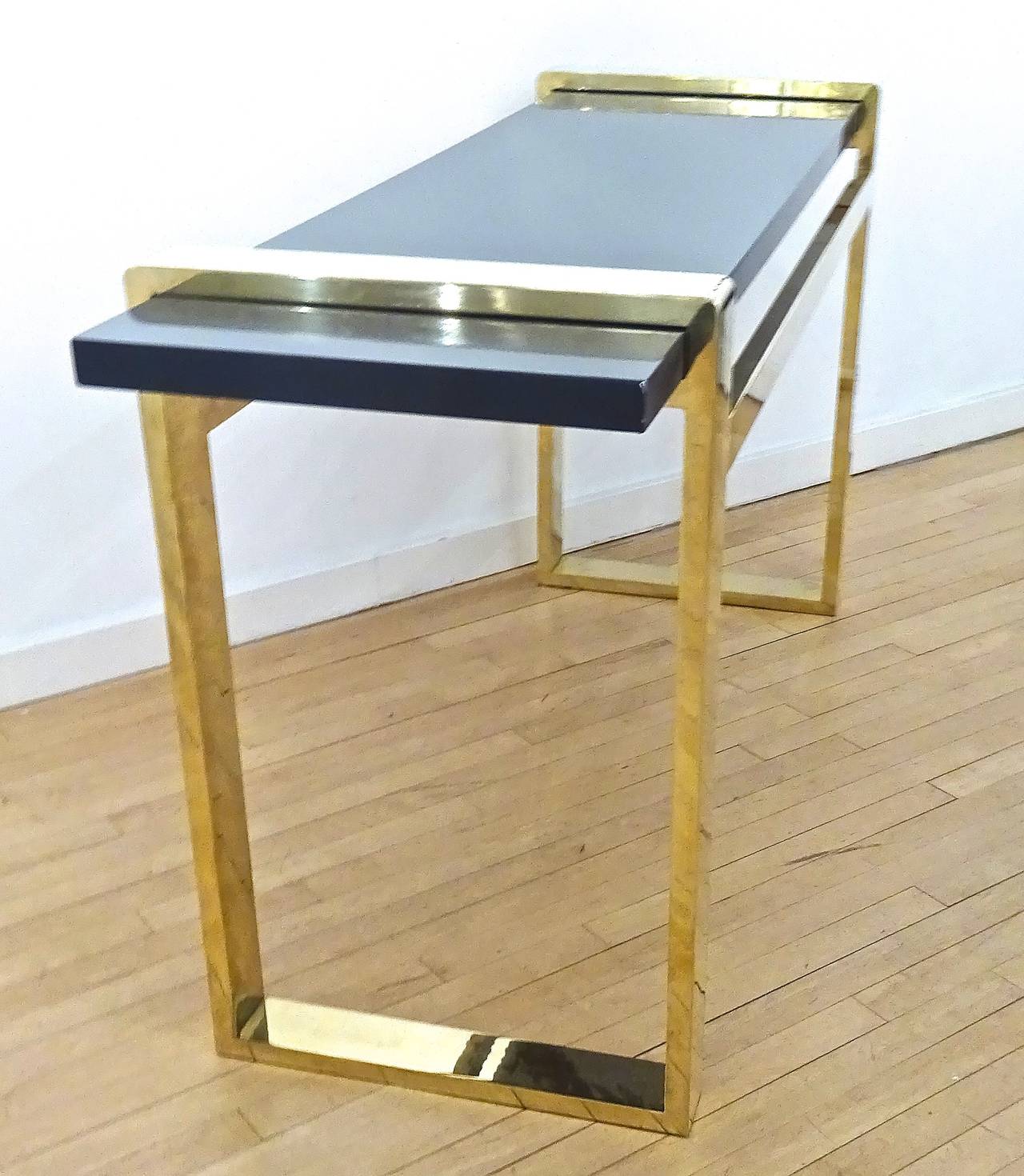 Architectural 1970s Pace Collection Brass and Lacquer Console Table In Excellent Condition In Washington, DC