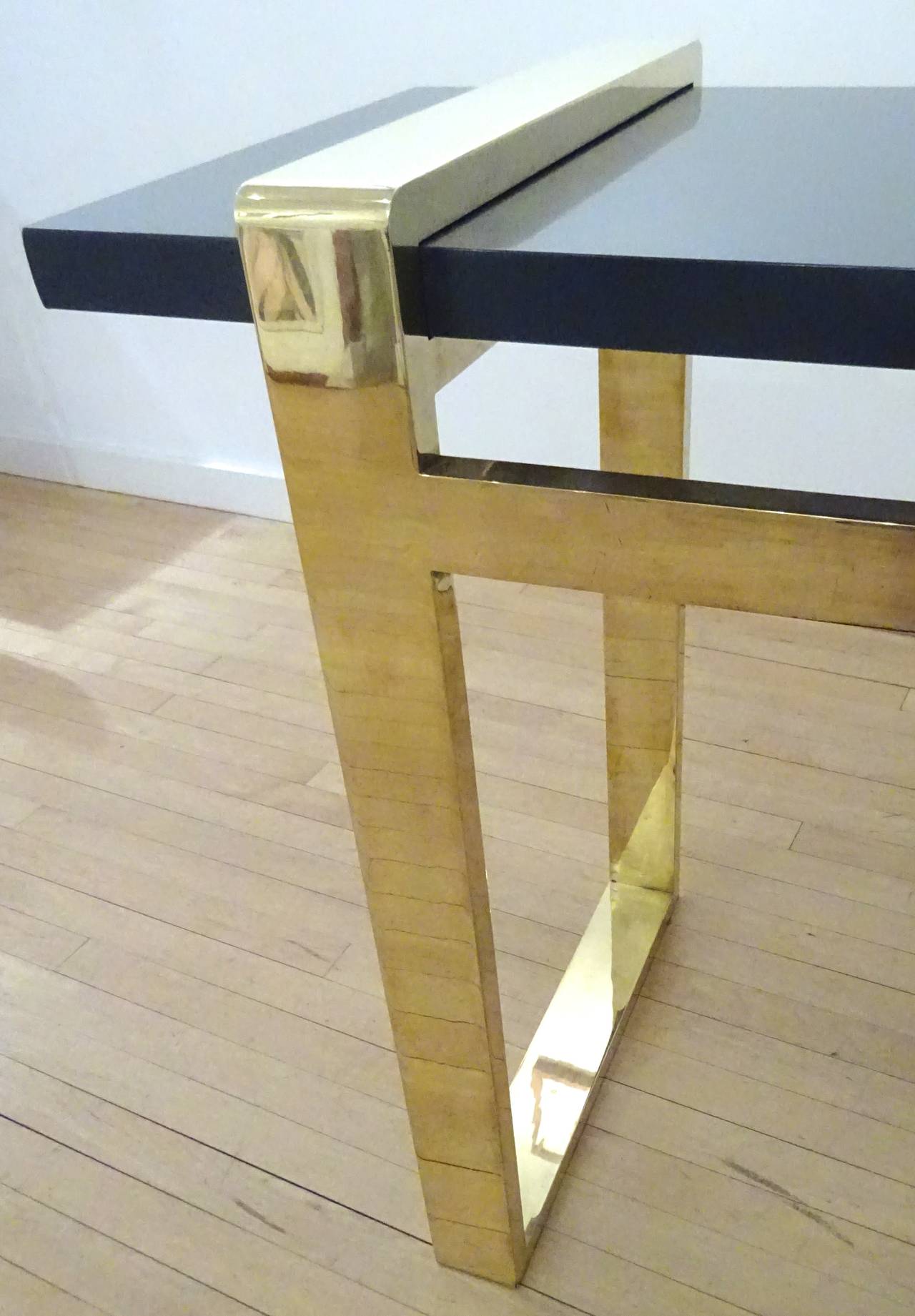 Late 20th Century Architectural 1970s Pace Collection Brass and Lacquer Console Table