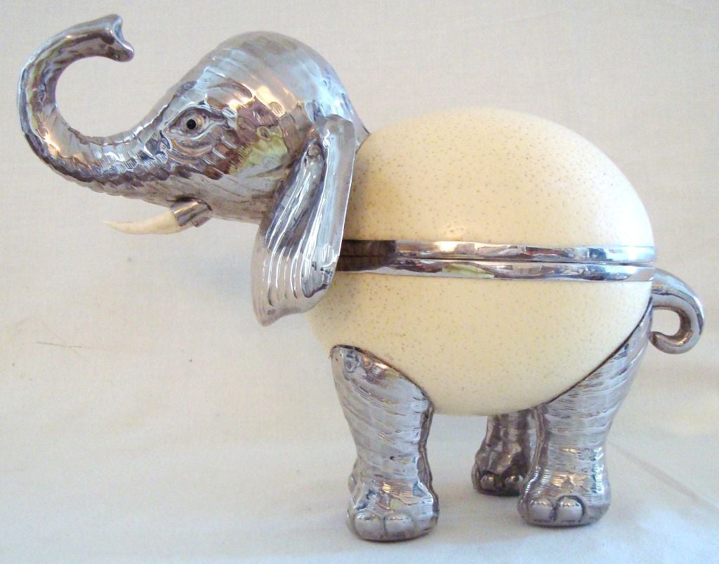 Chic Italian Elephant Form Ostrich Egg Box