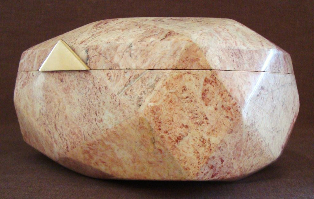 Brass Fabulous 1970's Faceted Marble Box