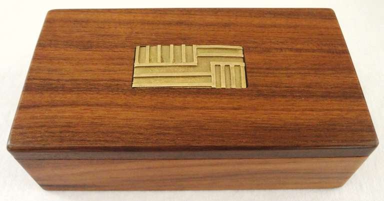 Mid-20th Century 1940s French Moderne Walnut and Bronze Box