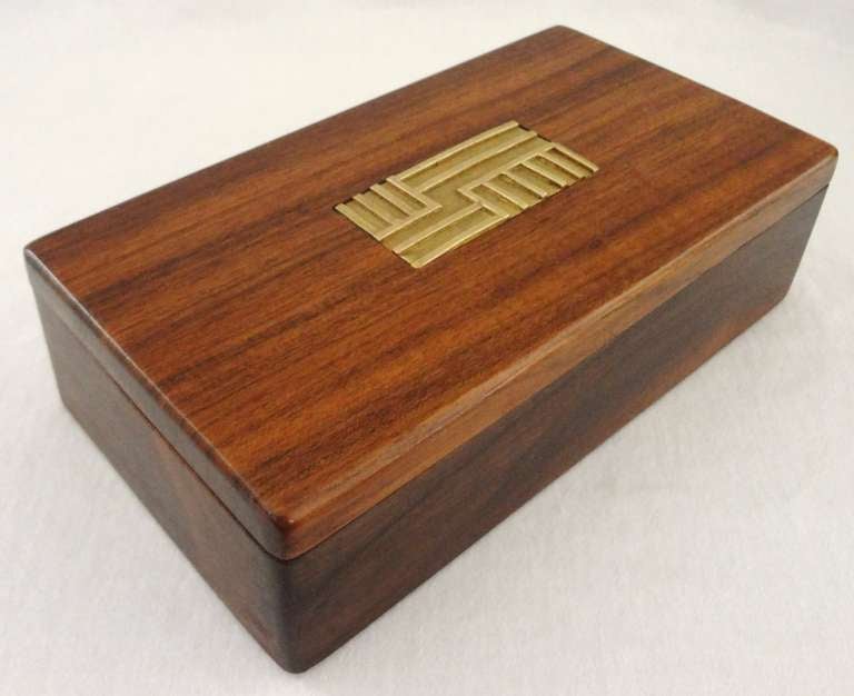 1940s French Moderne Walnut and Bronze Box In Excellent Condition In Washington, DC