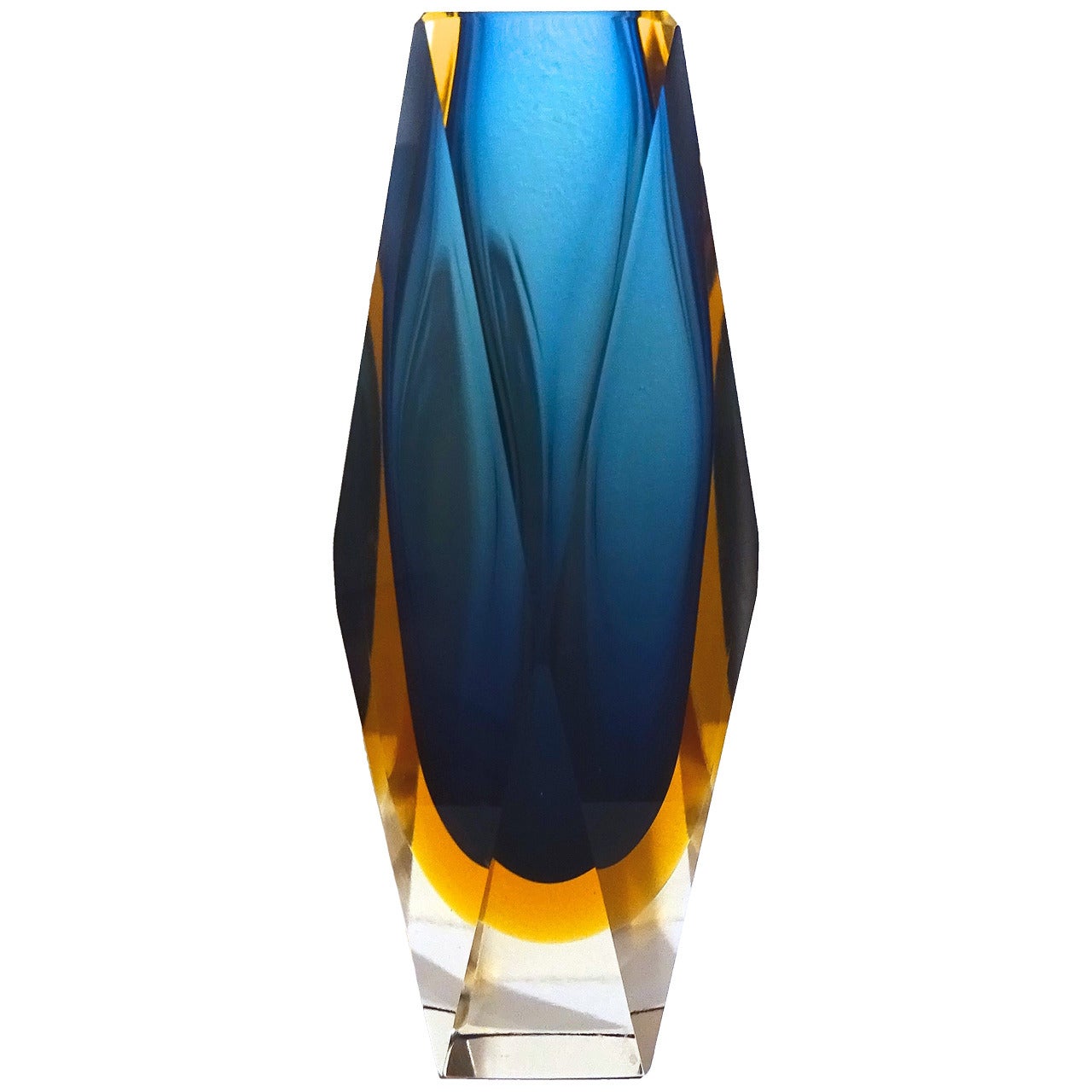 Tall Italian Sommerso Art Glass Vase, 1950s For Sale