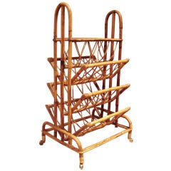 1940's English Bamboo and Rattan Magazine Trolley