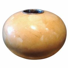 Large 1970's Lacquered Shell Veneer Urn