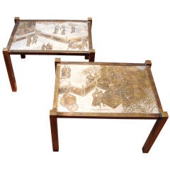 Rare Pair of Philip and Kelvin LaVerne Bronze Cocktail Tables