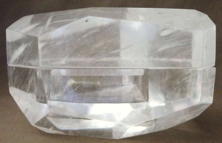American Large Robert Kuo Faceted Rock Crystal Box