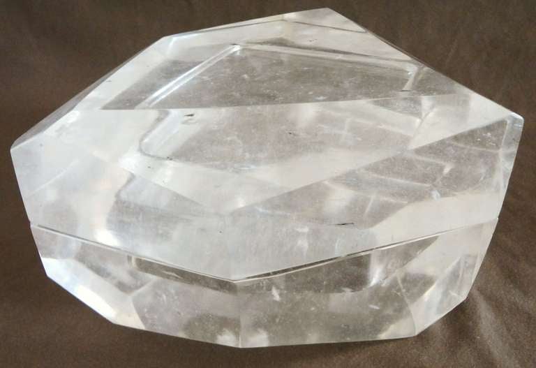 20th Century Large Robert Kuo Faceted Rock Crystal Box