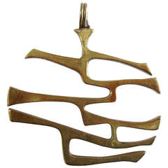 Rare Art Smith Modernist Bronze Coral Branch Pendant, C. 1950
