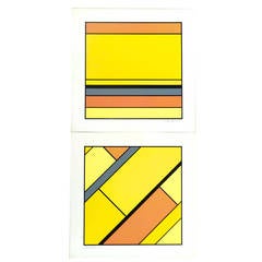 Graphic Pair of 1970s Lithographs, T. Daliana, American