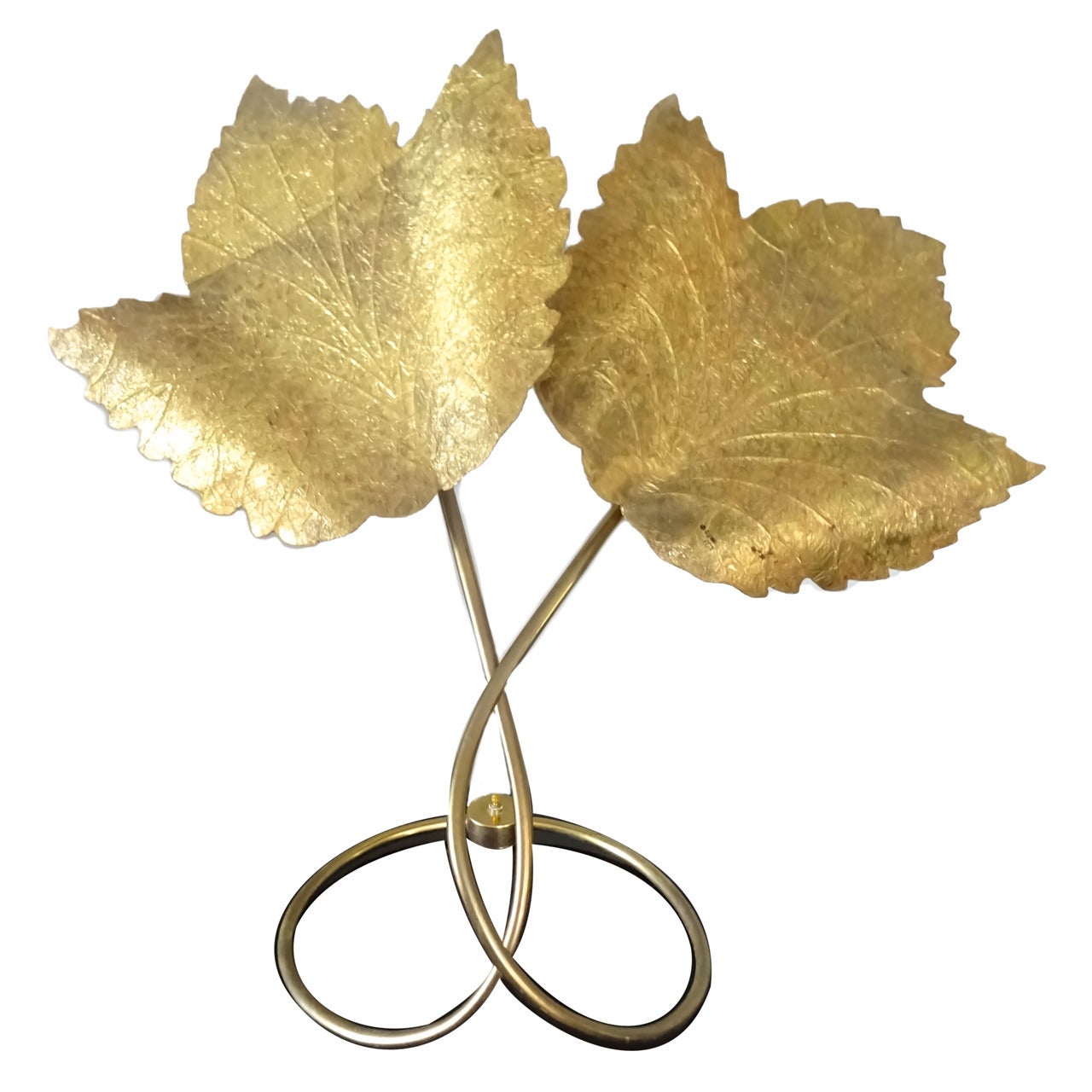 Sculptural 1970s C. Jere Brass Leaf Table Lamp