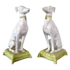 Chic Pair of 1960s Italian Art Pottery Seated Whippets