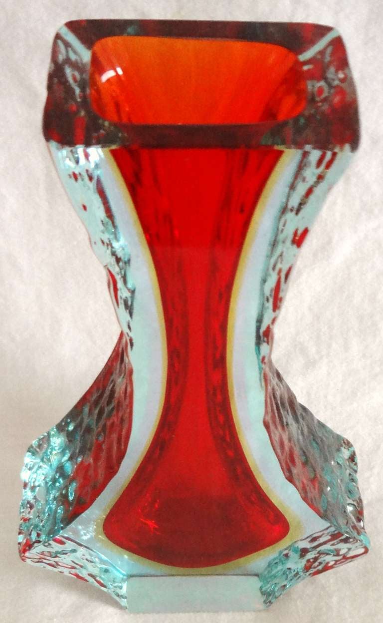 Modern Tall 1960s Mandruzzato Italian Murano Art Glass Vase For Sale