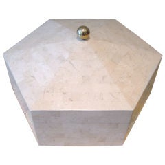 Large Hexagonal Maitland Smith Tessellated Marble Box