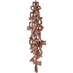 Vintage Italian Carved Gilt Wood String of Keys Applique