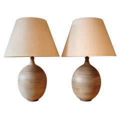 Monumental Pair of Design Technics Pottery Table Lamps