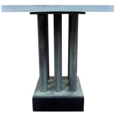1970's Neoclassical Bronze and Stone End Table 7