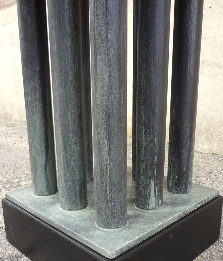 1970's Neoclassical Bronze and Stone End Table In Excellent Condition For Sale In Washington, DC