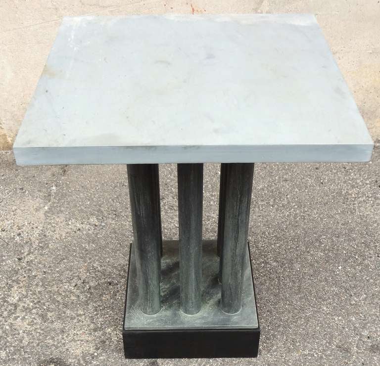 American 1970's Neoclassical Bronze and Stone End Table For Sale