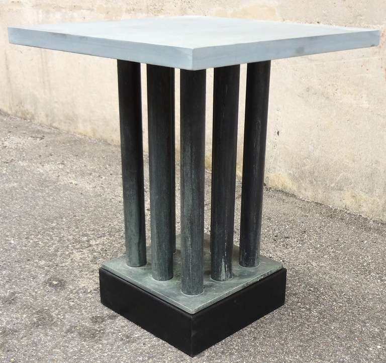 Sculptural 1970's Bronze and Slate End Table