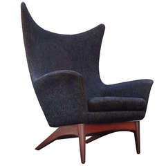Rare 1950's H.W. Klein Danish Modern Reclining Wing Chair
