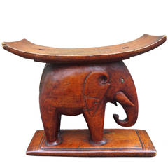 Antique Fabulous 1920s African Carved Mahogany Elephant Stool