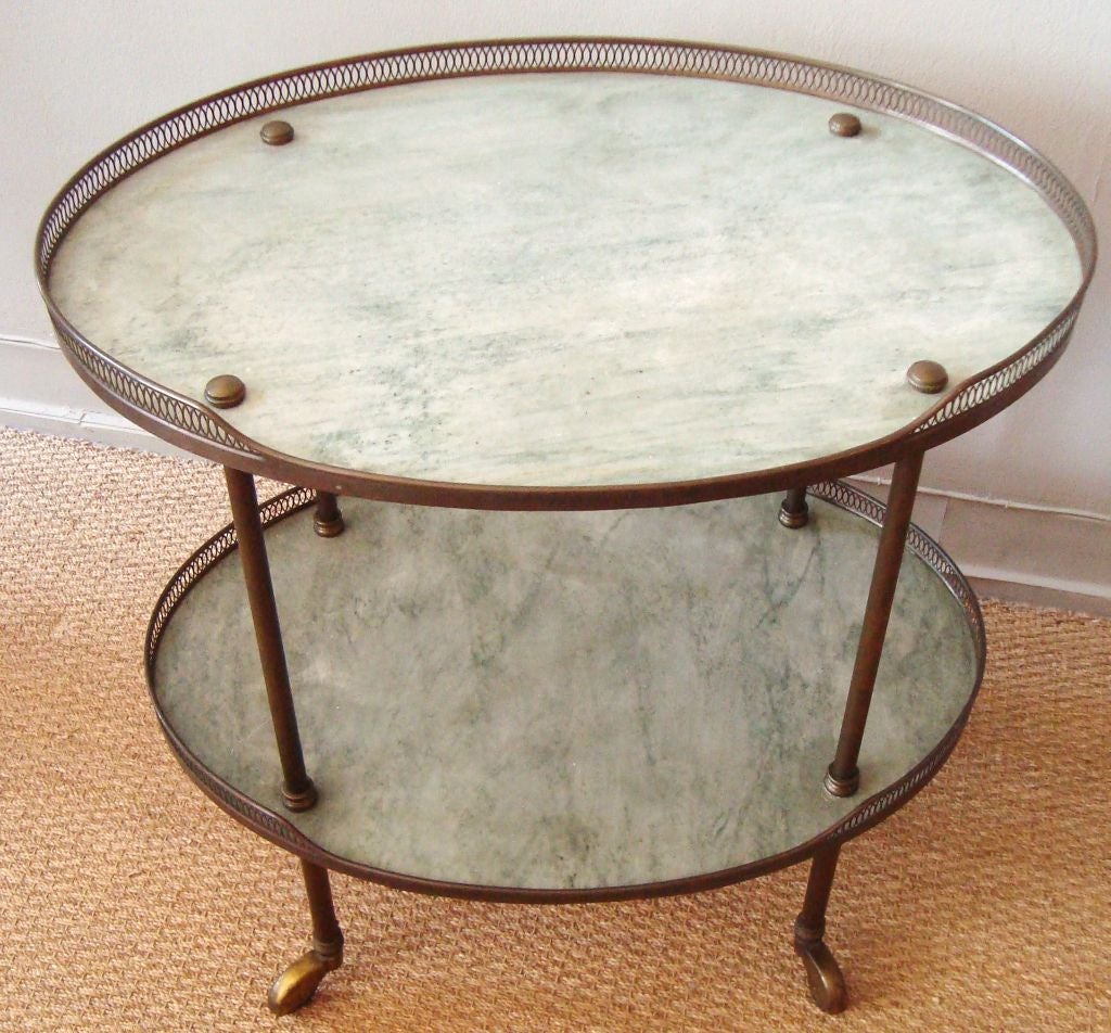 1940's Italian Bronze and Marble Bar Cart 1