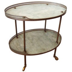 1940's Italian Bronze and Marble Bar Cart