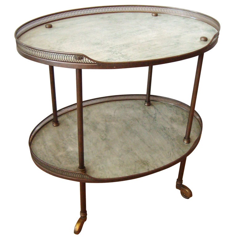 1940's Italian Bronze and Marble Bar Cart