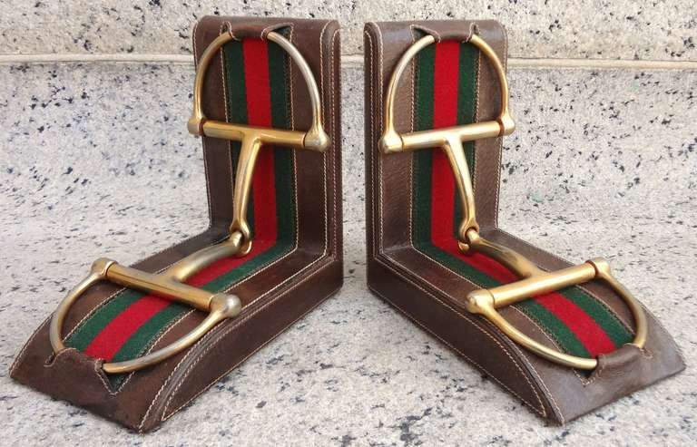 Mid-20th Century Chic Pair of 1960's Gucci Snaffle Bit Bookends