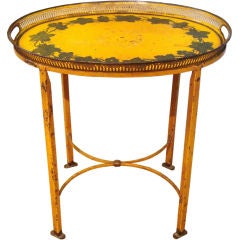 Vibrant 19th C. French Painted Tole Tray Table