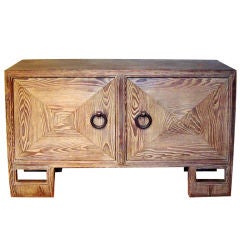 Rare Custom Made James Mont Cerused Oak Cabinet