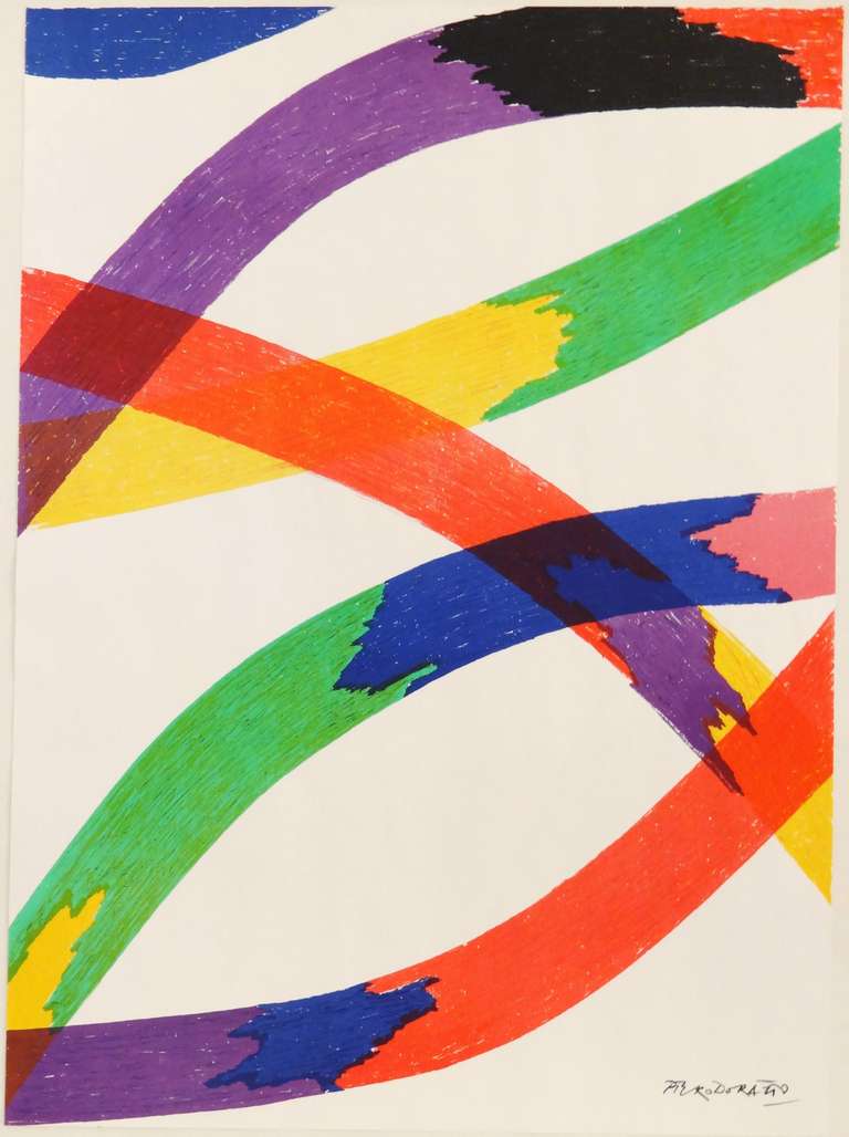 Large vibrant Piero Dorazio (1927-2005) lithograph, 1968.