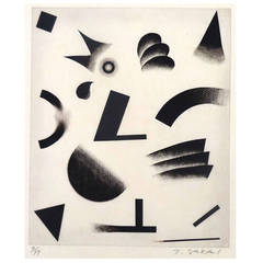 Abstract 1960s T. Sakai Woodblock Print