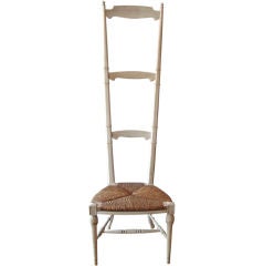 Tall Italian 1950's Bleached Ladder back Chair After Gio Ponti