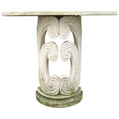 Fabulous 1940s French Carved Limestone Console Table