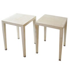 Sleek Pair of Parchment Covered Cigarette Tables