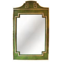 1940's Chinoiserie Faux Painted and Bronze Mirror