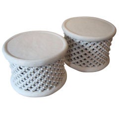 Pair of 1970's Painted  Cameroon Stools or Tables